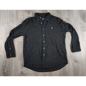 Ralph‎ Lauren Shirt Mens XL Gray Featherweight Mesh Button Down Long Sleeve Pony